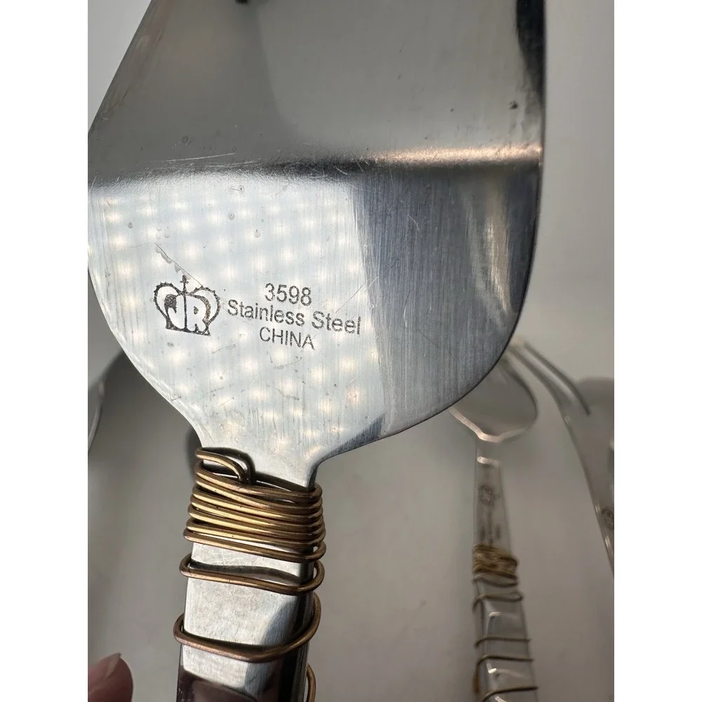 Handmade Beaded Wire Wrapped Stainless Serving Utensils Mixed Lot of 6